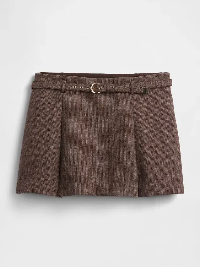 Mini-skort van wolmix met plooien