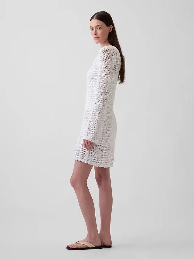 Mini-trui-jurk van pointelle