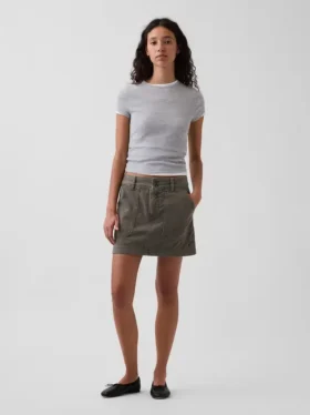 Mini-utility-skort met hoge taille