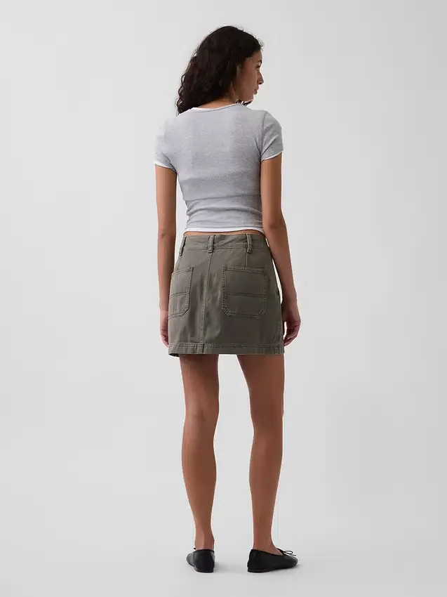 Mini-utility-skort met hoge taille