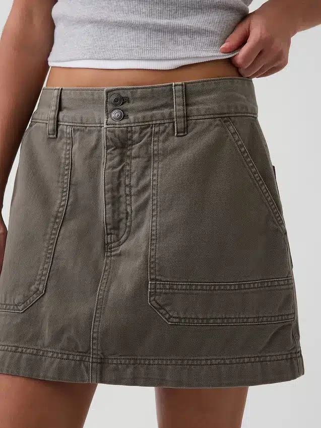 Mini-utility-skort met hoge taille