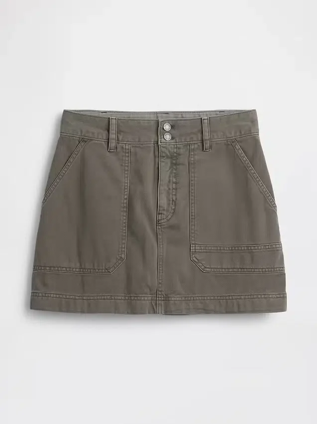 Mini-utility-skort met hoge taille