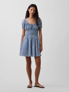 Minijurk met gesmokte taille