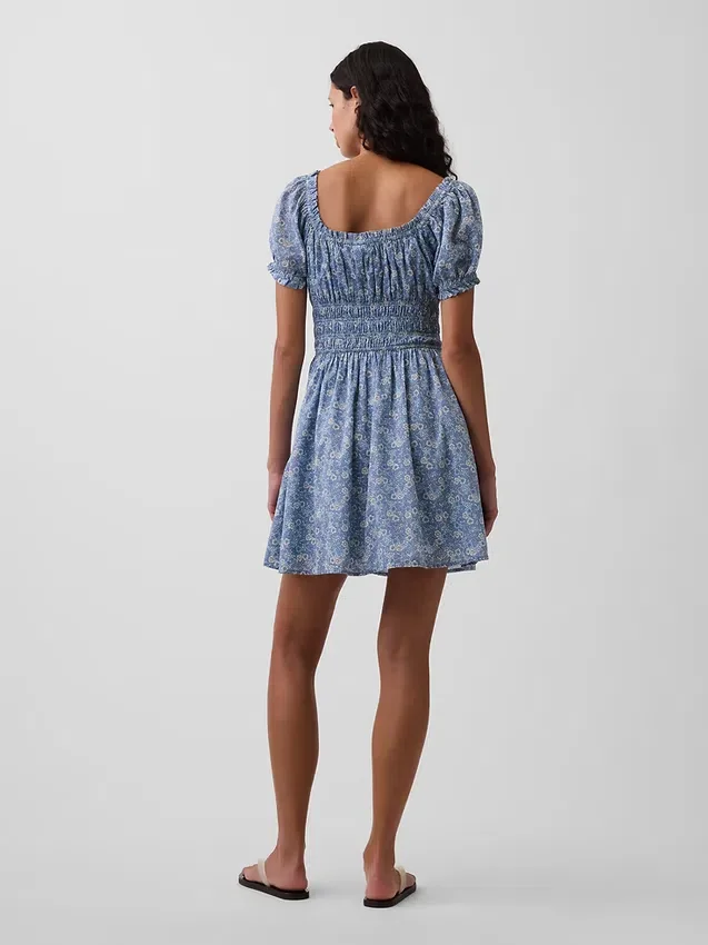 Minijurk met gesmokte taille
