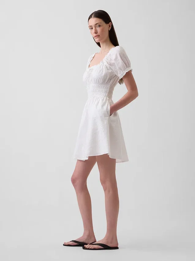 Minijurk met gesmokte taille