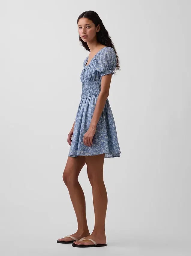 Minijurk met gesmokte taille