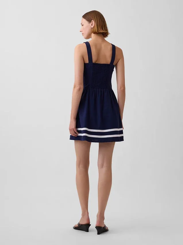 Minijurk met verlaagde taille van linnenmix