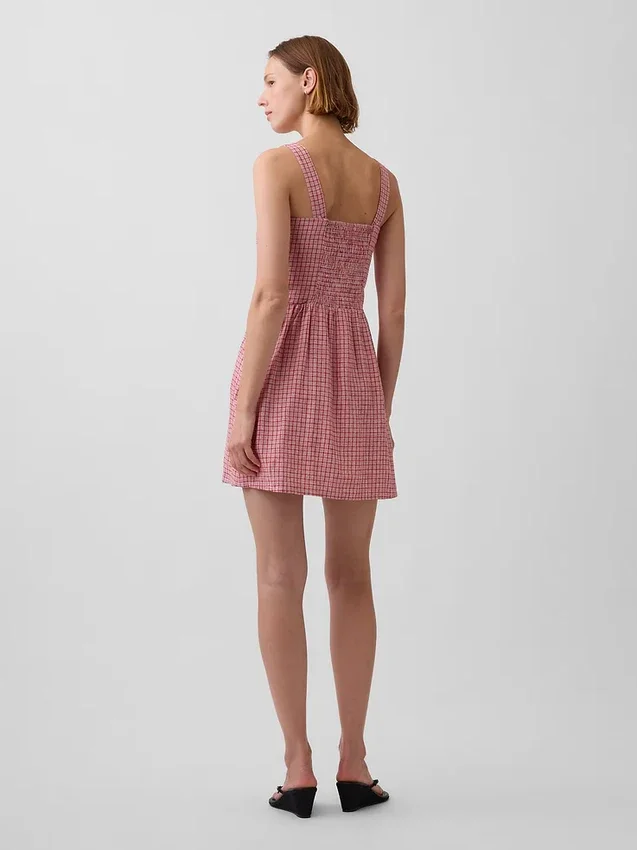Minijurk met verlaagde taille van linnenmix