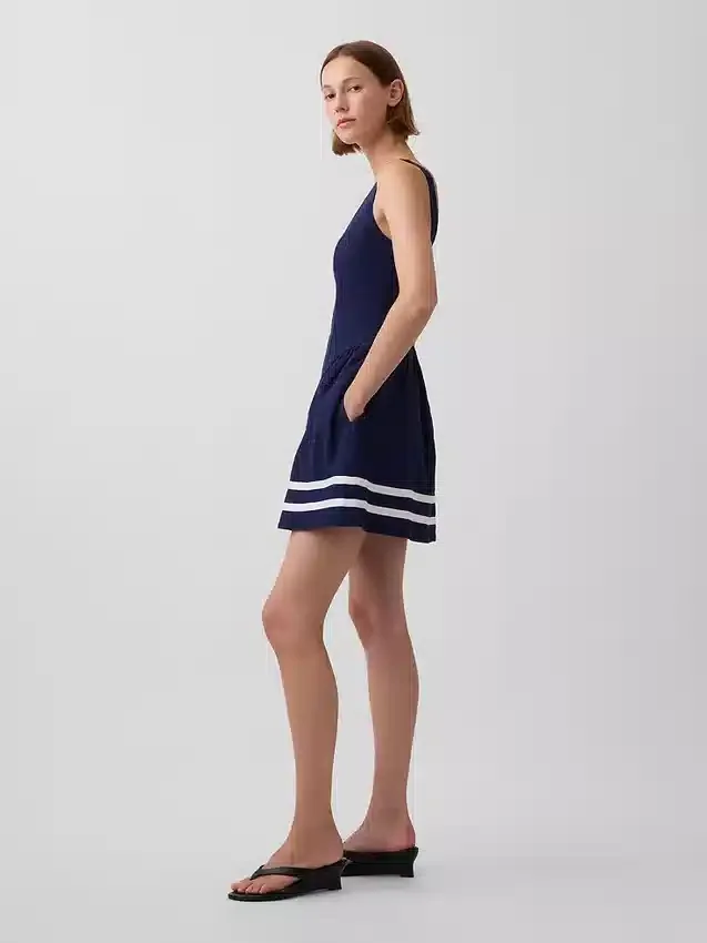Minijurk met verlaagde taille van linnenmix