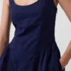 Minijurk met verlaagde taille van linnenmix
