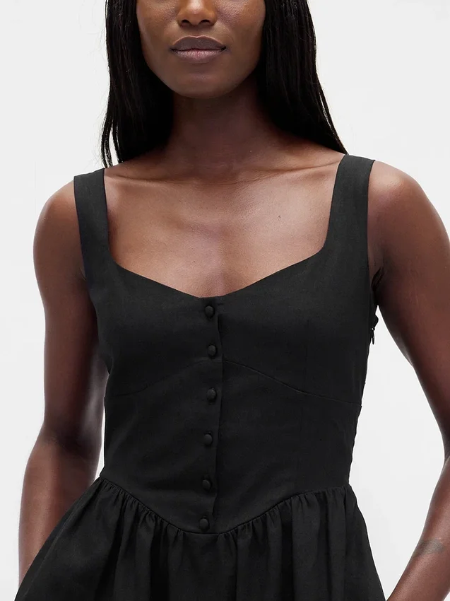 Minijurk met verlaagde taille van linnenmix