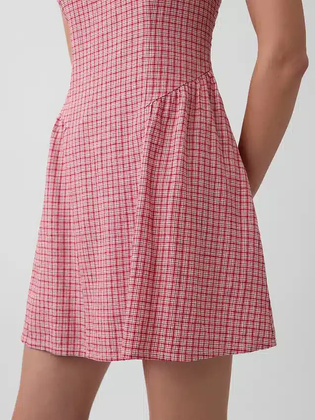 Minijurk met verlaagde taille van linnenmix