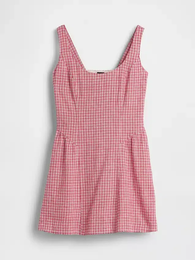 Minijurk met verlaagde taille van linnenmix