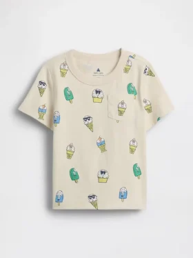 Mix & match T-shirt met zakje en print voor Baby & Peuter