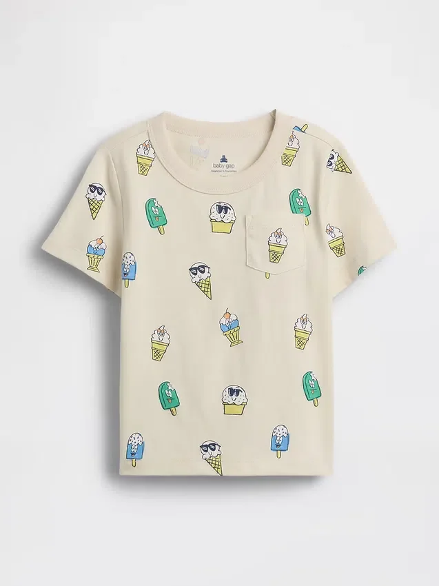Mix & match T-shirt met zakje en print voor Baby & Peuter