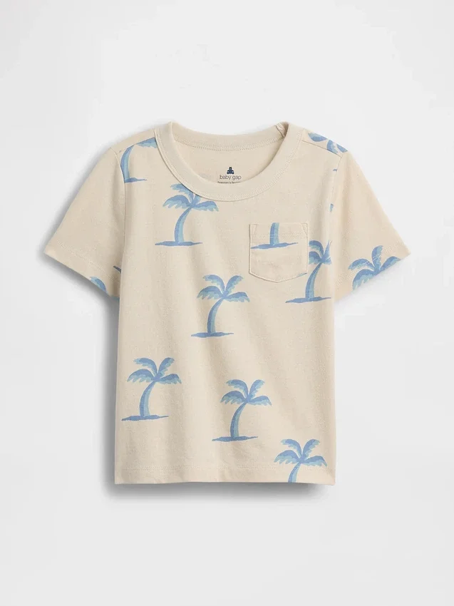 Mix & match T-shirt met zakje en print voor Baby & Peuter