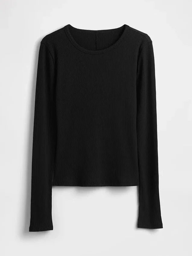 Modern, compact geribd cropped T-shirt