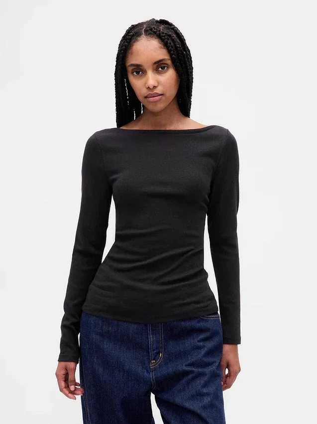 Modern T-shirt met boothals