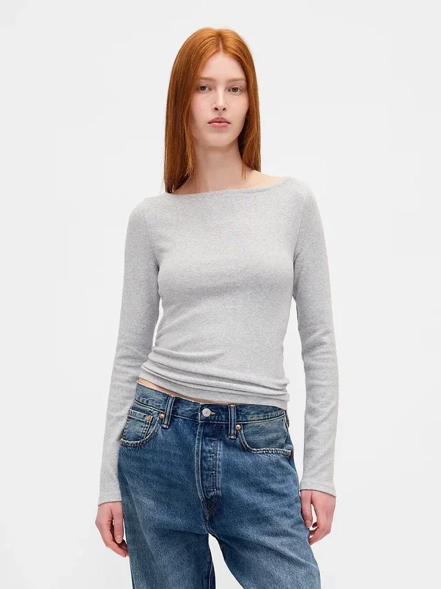 Modern T-shirt met boothals