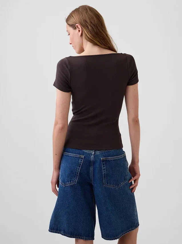 Moderne crop-top met kanten rand