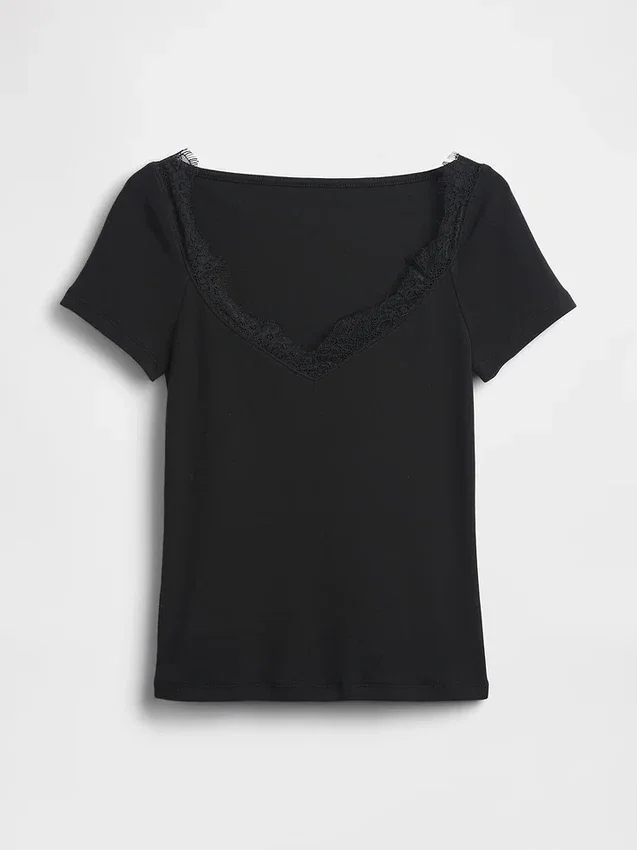 Moderne crop-top met kanten rand
