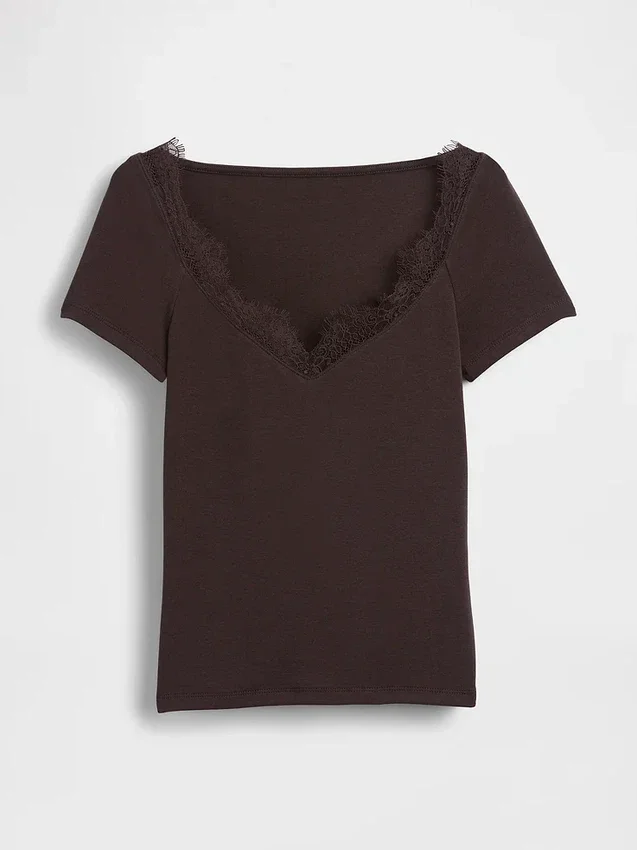 Moderne crop-top met kanten rand