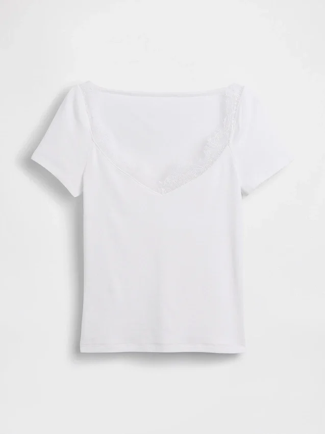 Moderne crop-top met kanten rand