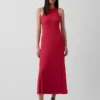 Moderne maxi-jurk met ingebouwde beugel-bh en geribde stof