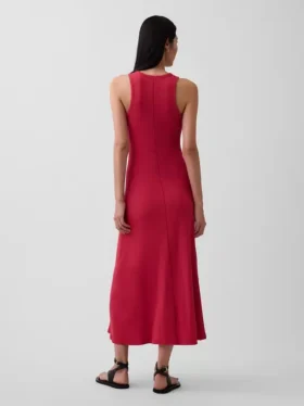 Moderne maxi-jurk met ingebouwde beugel-bh en geribde stof