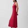 Moderne maxi-jurk met ingebouwde beugel-bh en geribde stof