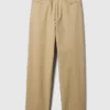 Moderne, ruimvallende kaki broek