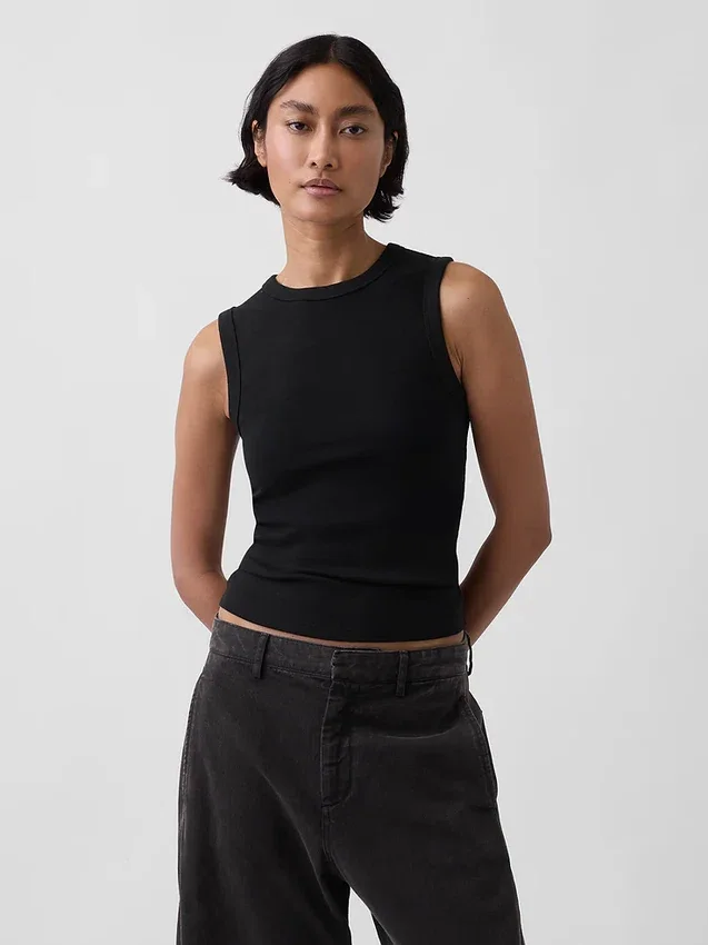 Moderne tanktop met ronde hals