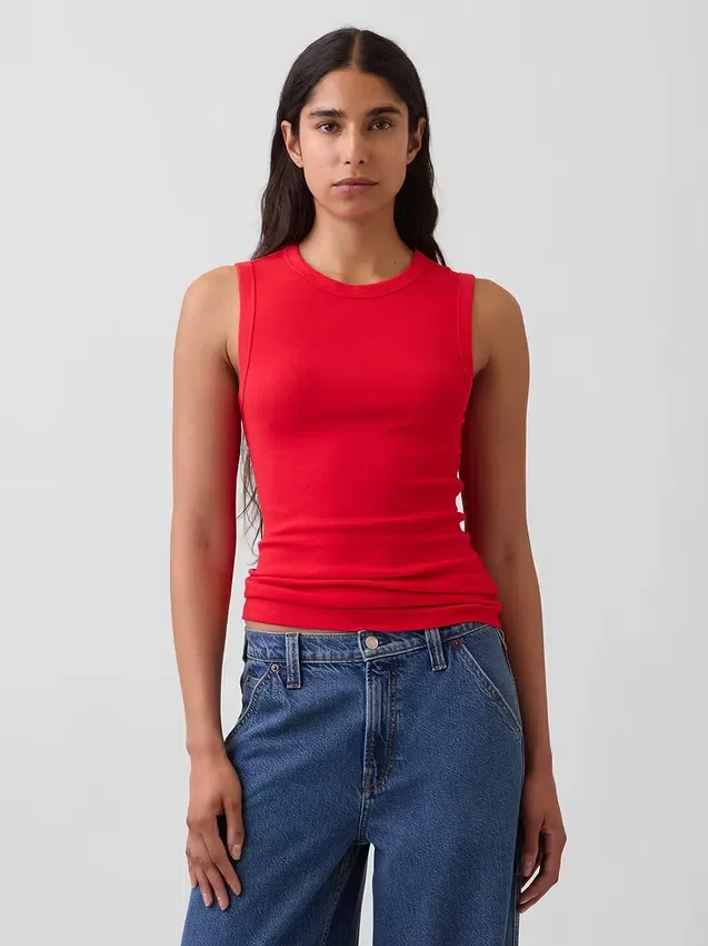 Moderne tanktop met ronde hals