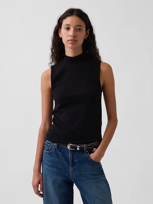 Moderne tanktop met staande kraag