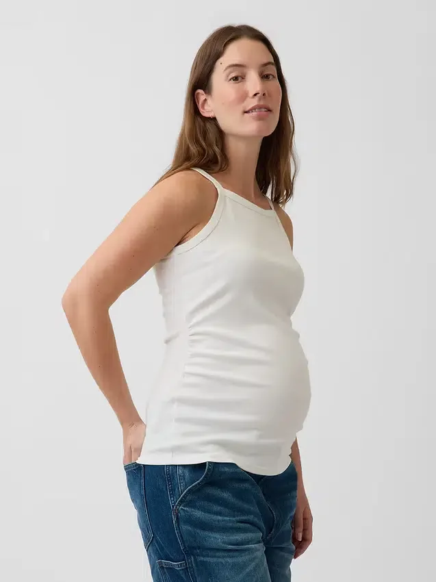 Moderne zwangerschapskleding-tanktop met schortkraag