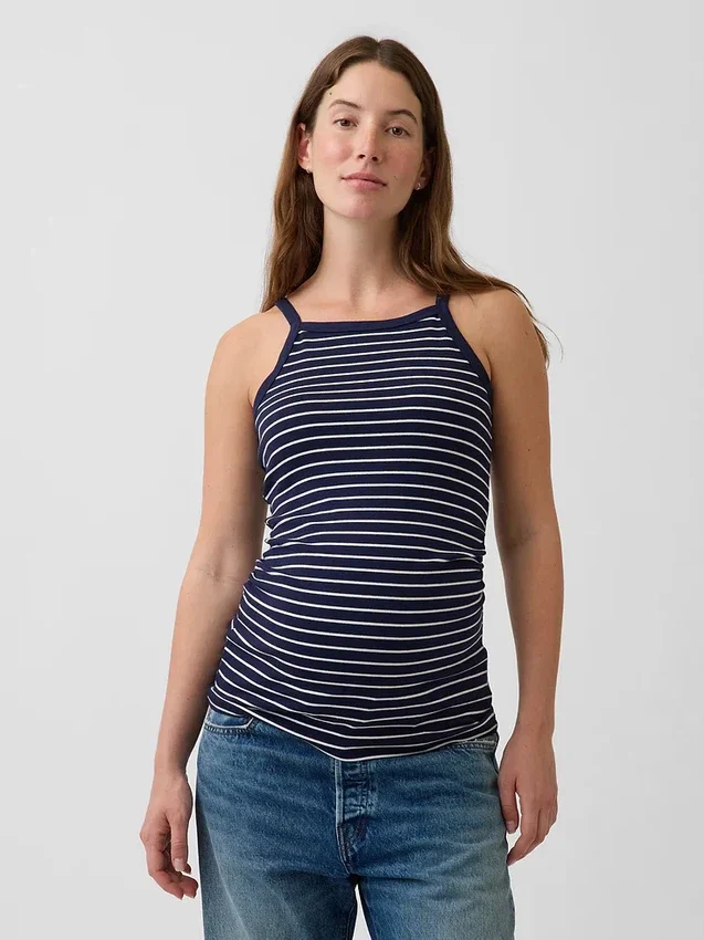 Moderne zwangerschapskleding-tanktop met schortkraag
