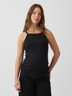 Moderne zwangerschapskleding-tanktop met schortkraag