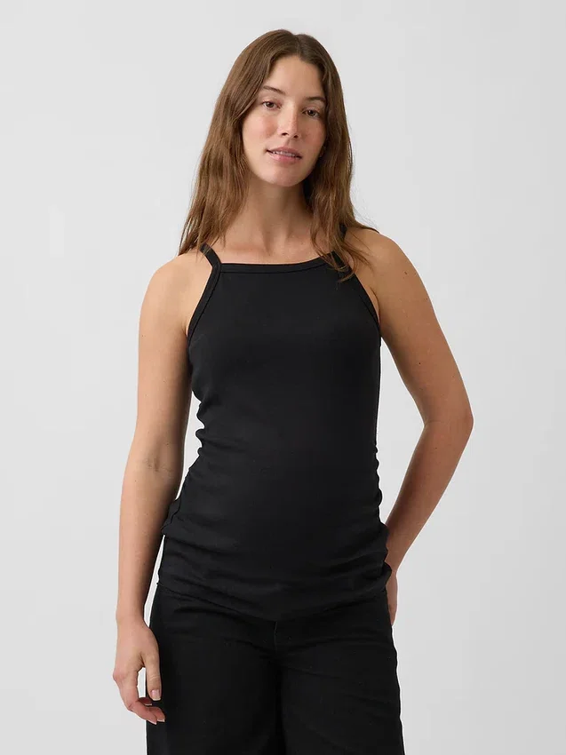 Moderne zwangerschapskleding-tanktop met schortkraag