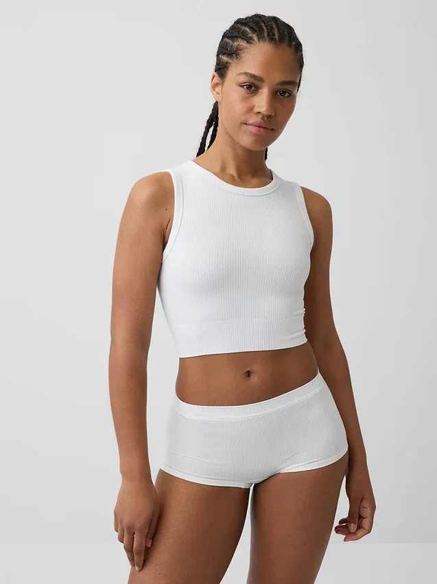 Naadloze geribde crop-tanktop
