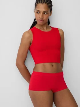 Naadloze geribde crop-tanktop
