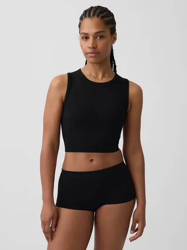 Naadloze geribde crop-tanktop