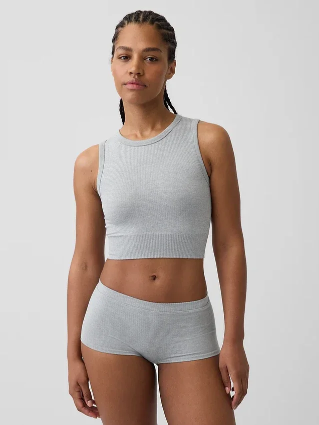 Naadloze geribde crop-tanktop