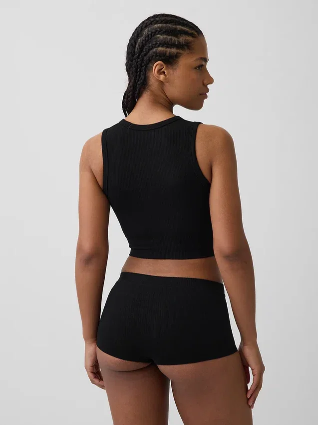 Naadloze geribde crop-tanktop