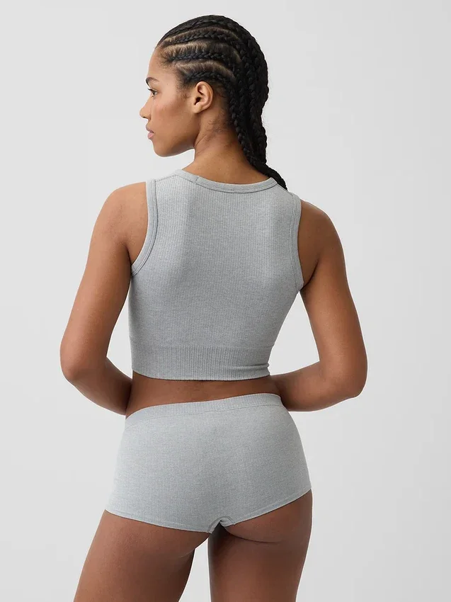 Naadloze geribde crop-tanktop