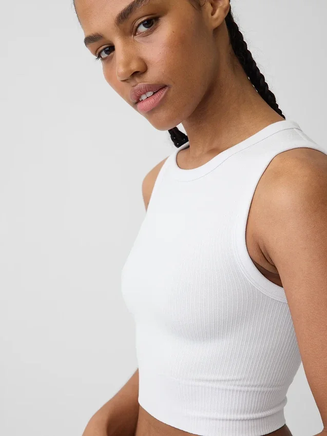 Naadloze geribde crop-tanktop