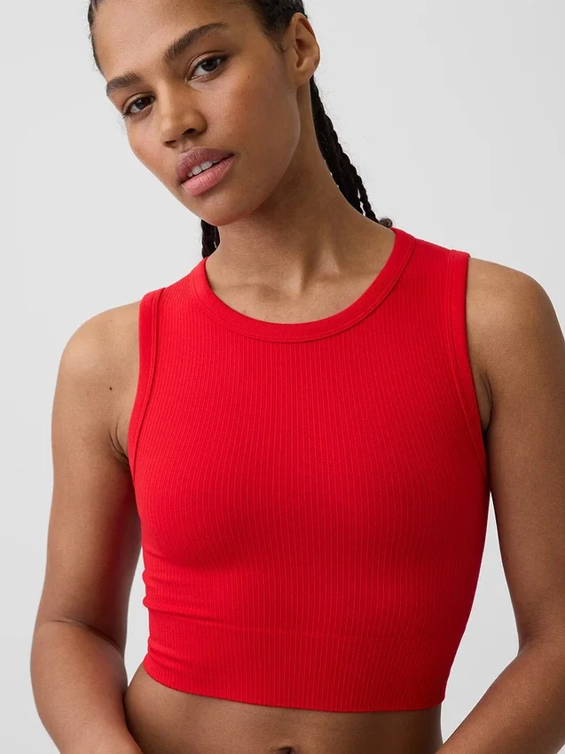 Naadloze geribde crop-tanktop