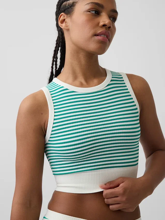 Naadloze geribde crop-tanktop