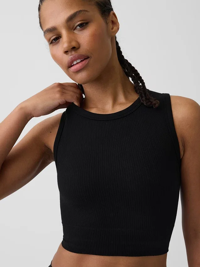 Naadloze geribde crop-tanktop