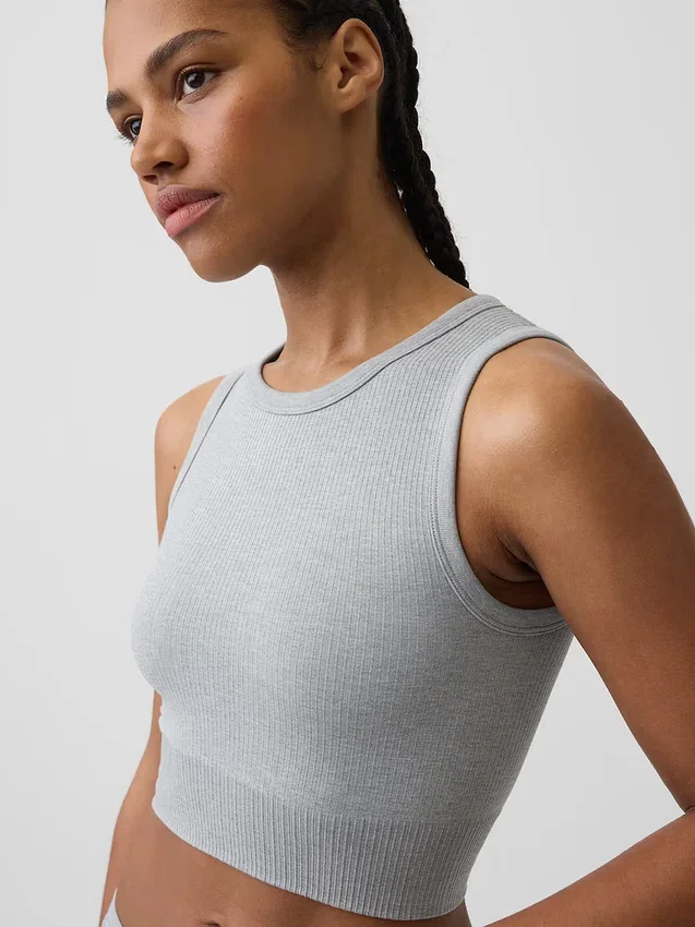 Naadloze geribde crop-tanktop