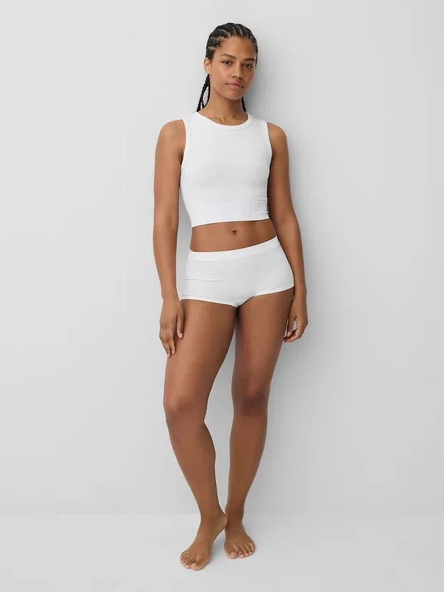 Naadloze geribde crop-tanktop